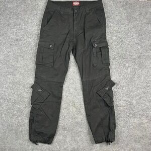 Matchstick Cargo Pants Mens Size 34 Black Cotton Multi-Pocket Utility Outdoor